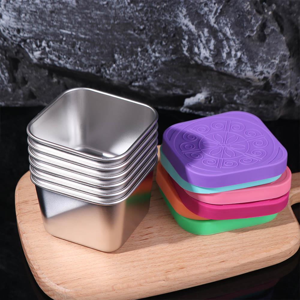 6pcs 304 Stainless Steel Sauce Cup Leak-proof Seasoning Container Salad Dressing Cup Worker