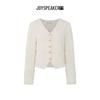 JOY SPEAKER French Style Solid Color V-Neck Cardigan