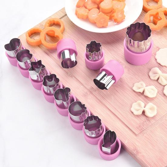 12Pcs Fruit Vegetable Cutter Shapes Set Mini Cookie Cutters Fruit Cookie Pastry Stamps Mold Reusable Food Shape Cutter Kit Kitchen Helper