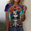 3D Printed Sexy Girls T Shirt For Women Horror Undead Skull Pattern Tees Summer Casual O-Neck Tops Short Sleeves Loose T-Shirts
