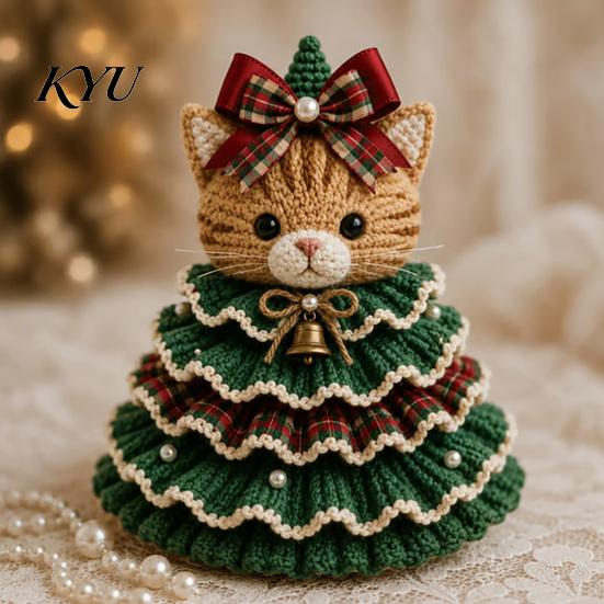 Step by Crochet Tutorial Animal Xmas Tree Kit, Christmas DIY Cute Parent Child Crafting Projects Highland Cow Forest Craft Kit for Beginners, Holiday