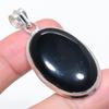 Natural Black Onyx Gemstone 925 Sterling Silver Jewelry Pendant 2.05" G2w91