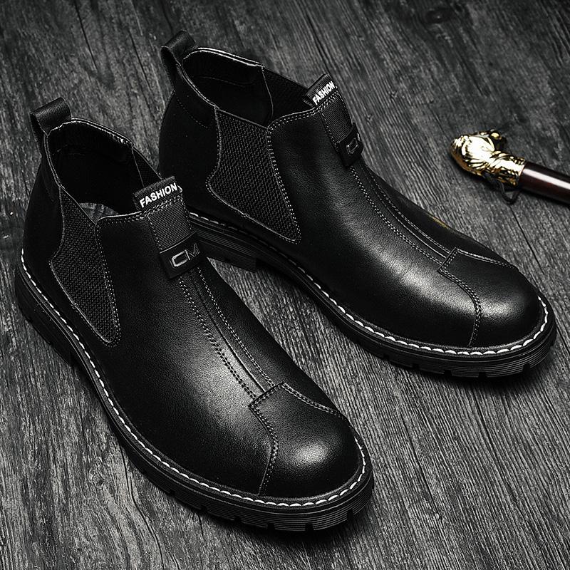 Fashion Italian Brand Men's Leather Casual Shoes High-quality High Cut Workwear Shoes Thick Soled Men's Business Ankle Boots Classic