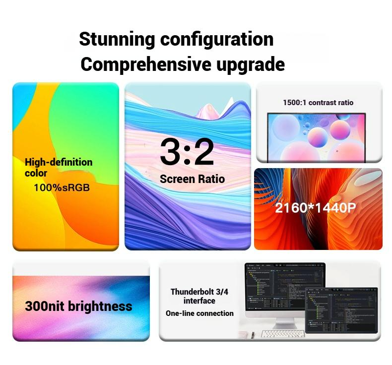 Custom 14" 3:2 LED Display 2K Resolution 100% SRGB IPS Screen Type-C Portable Monitor consumer electronics