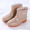 New Velvet Water Shoes Rain Shoes Female Adult Short Tube Non-slip Warm Waterproof Thickened Rain Boots Kitchen Rubber Shoes Overshoes Winter