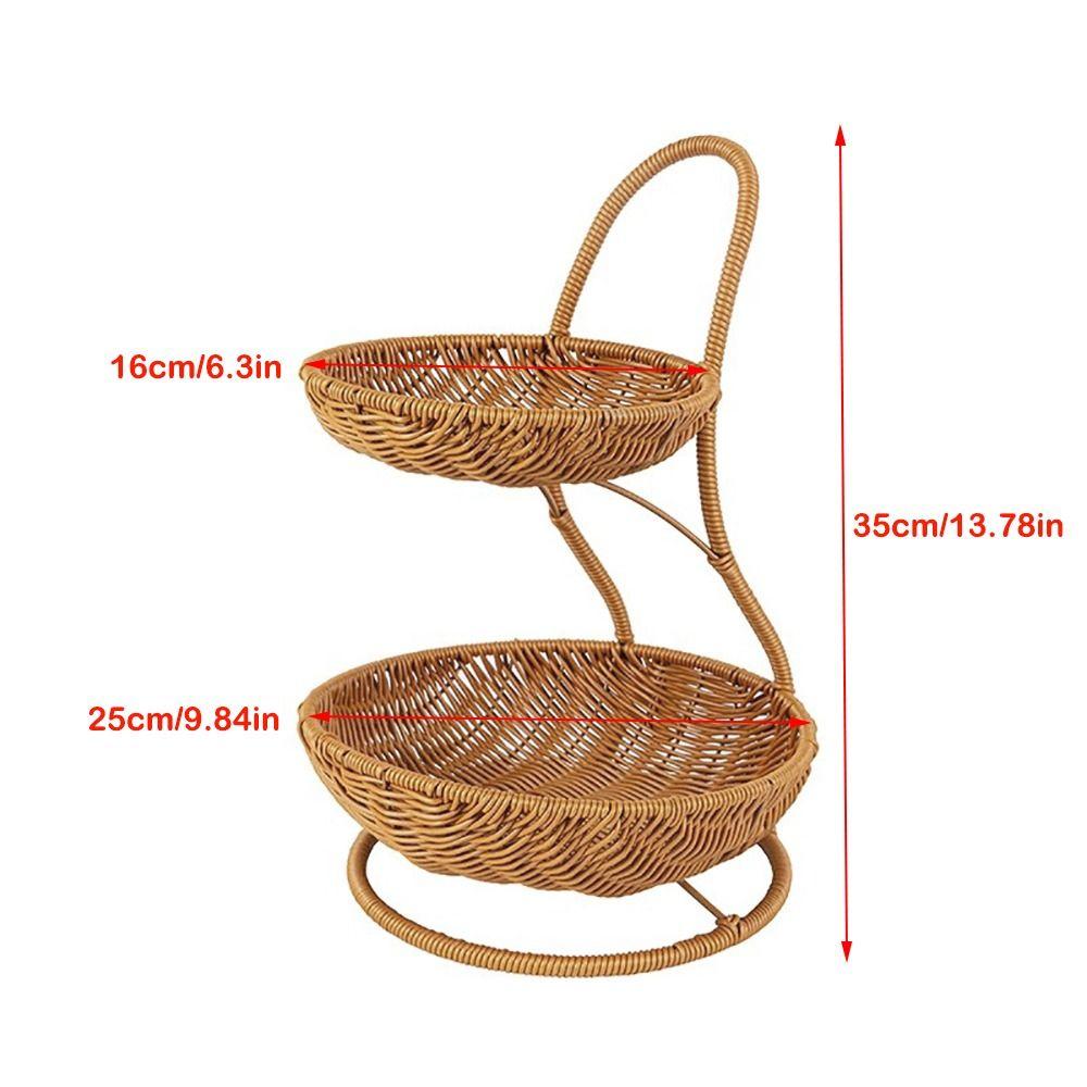 Двухъярусная фруктовая корзина, плетеная вручную, декоративный стоячий поднос, новая корзина для еды, гостиная