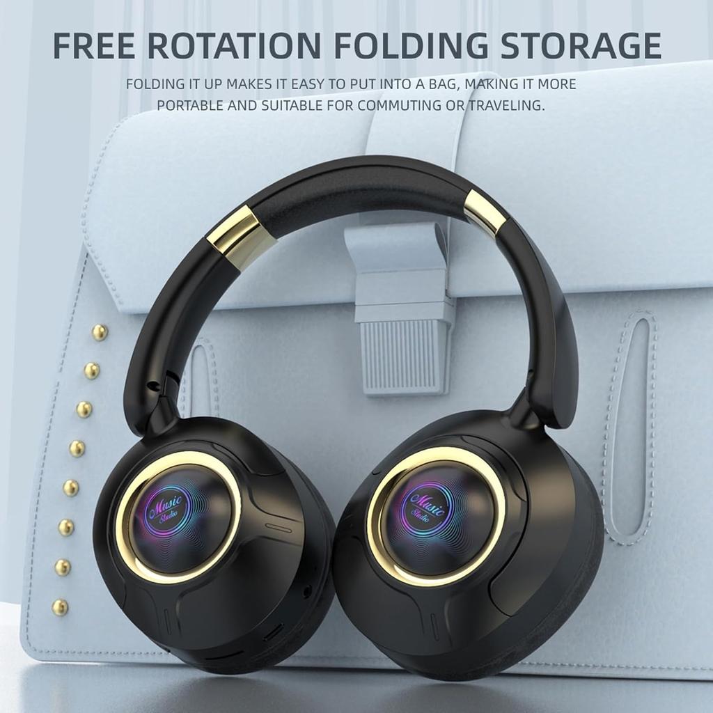 Наушники Bluetooth, беспроводная гарнитура Bluetooth 5.3 Over Ear, наушники для музыкальных и спортивных игр, вкладыши с шумоподавлением, сабвуфер, регулируемые наушники