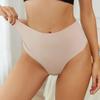 Женские Бесшовные Тонги с Высокой Талией Дышащие С Контролем Живота Однотонные Трусики Эластичные Женские Ледяной Шелк Короткие Трусы Нижнее Белье
