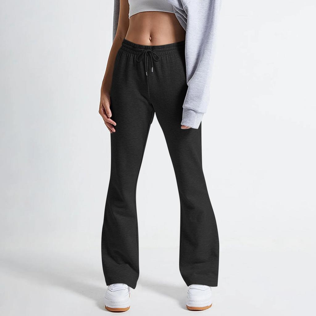 Женские расклешенные спортивные штаны с высокой посадкой, широкие спортивные штаны на кулиске