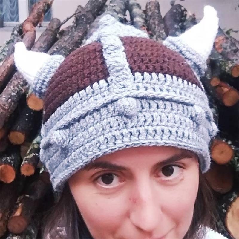 Творческая новая забавная бородатая шапка, вязаная шапка с рогом, осенне-зимняя мужская и женская шляпа на Хэллоуин, Рождество