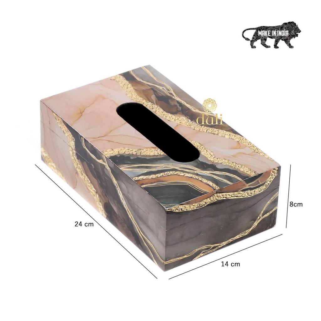 Салфетница из МДФ, Tissue Box for Table in MDF (23 x 14 x 8 cm, Silver Marble), Duli