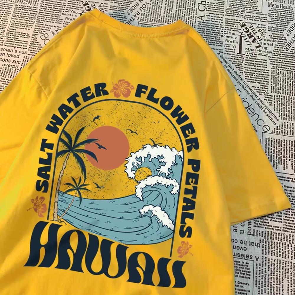 Красивые лепестки соленой воды для мужчин и женщин, футболки с рисунком аниме, летние хлопковые креативные топы большого размера, дышащая одежда для пар