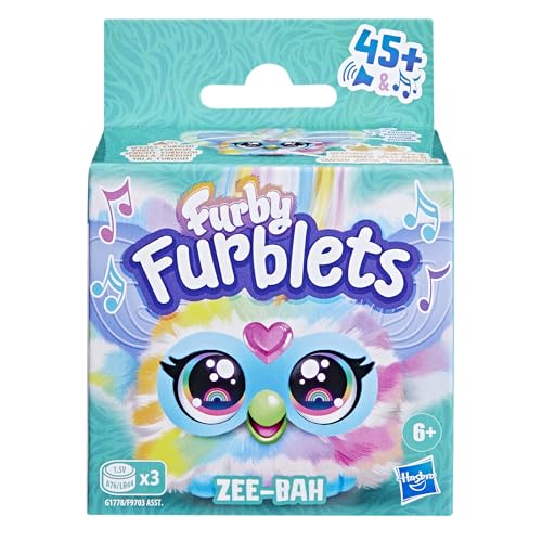 Hasbro Furby Furblets Ziva Мини-друг, Электрическая плюшевая игрушка для мальчиков и девочек, Возраст 6+, Радуга, Зебра, Furby Speak, Музыкальный, G1778, Оригинал