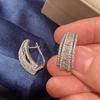 Huitan Aesthetic Hoop Earrings for Women Exquisite Trendy Elegant Shiny Cubic Zircon Accessories Fashion Versatile Party Zircon