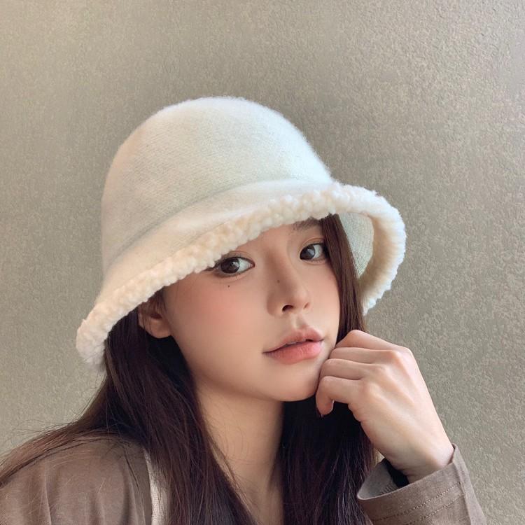 Женская шляпа рыбака с меховой отделкой, осенне-зимняя, литературная и универсальная, шляпа-ведро для большой головы, которая делает лицо меньше