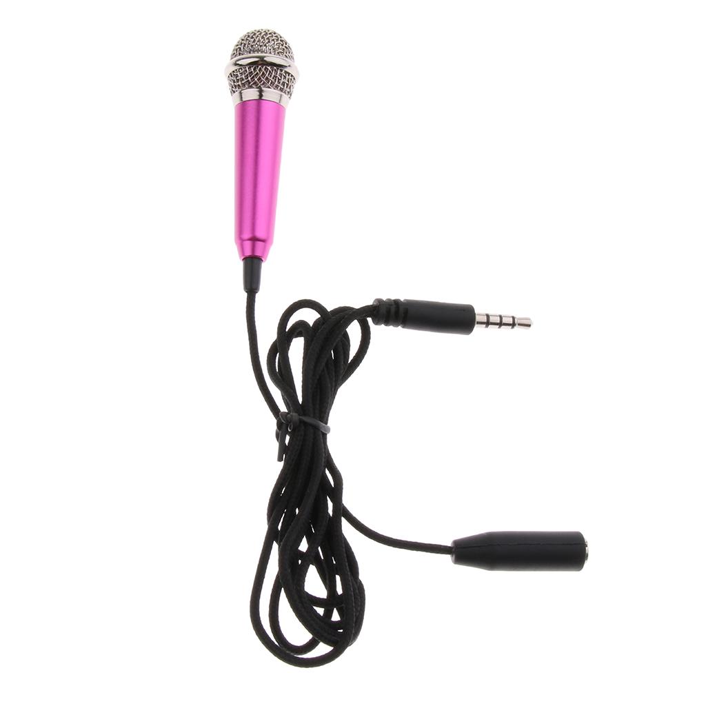 Mini 3.5mm Wired Cell Phone Microphone Stereo Mic for Chatting Singing Red
