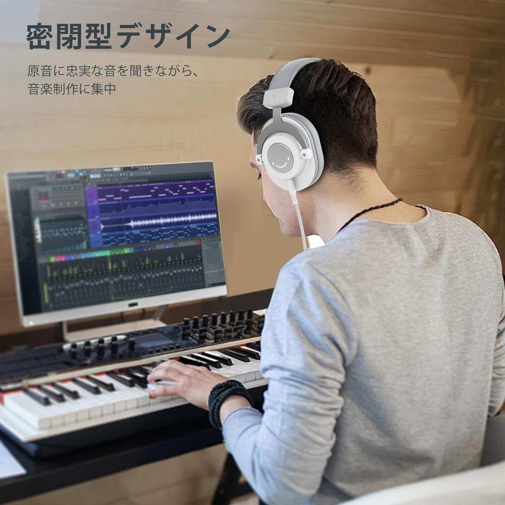 FIFINE Monitor Headphones DJ Headphones Headphones Wired Cable Sealed Headphones Over Ear Compatible with Player Music White H8W 3.5mm 6.35mm