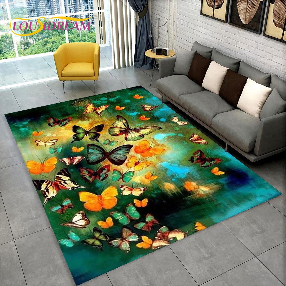 Ковер Pretty Dream Butterfly Flower Area Rug Large, ковер для дома, гостиной, спальни, дивана, коврика для двери, декора, детские нескользящие коврики