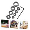 9 PCS Depth Stop Drill Bit Collar Set Positioner Ring and Hex Wrench Tighten The Stopper Set Screws Woodworking Tool