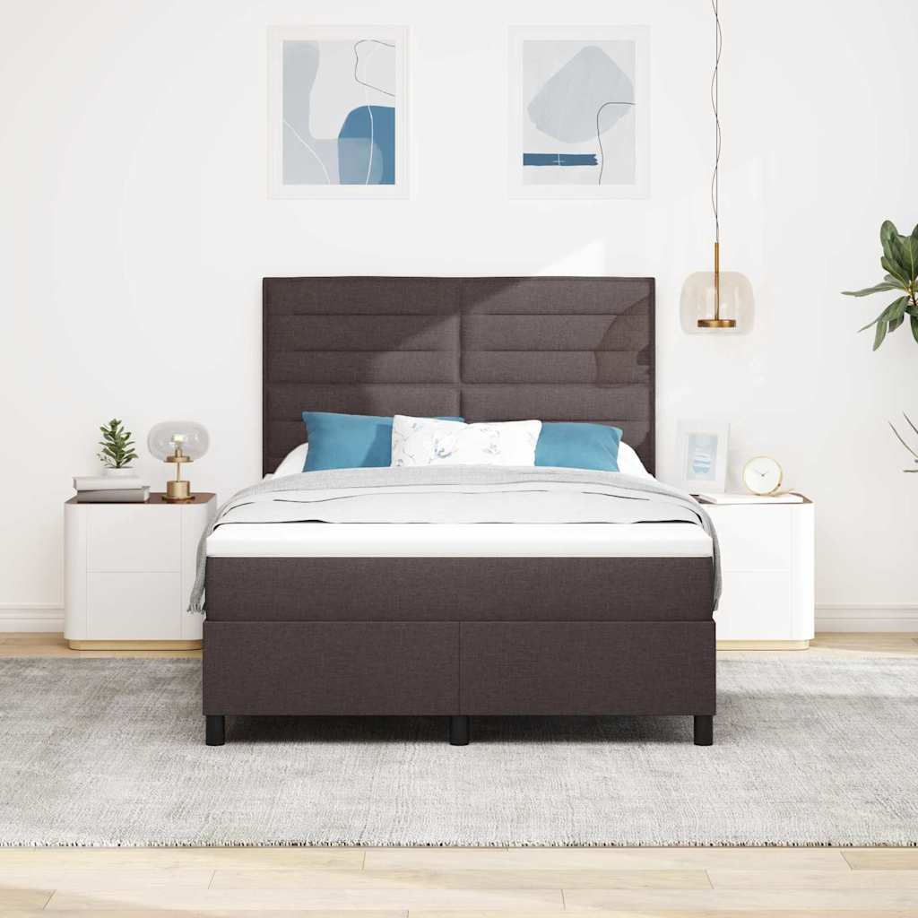 Box Spring Bed with Mattress Dark Brown 160 x 200 cm Fabric