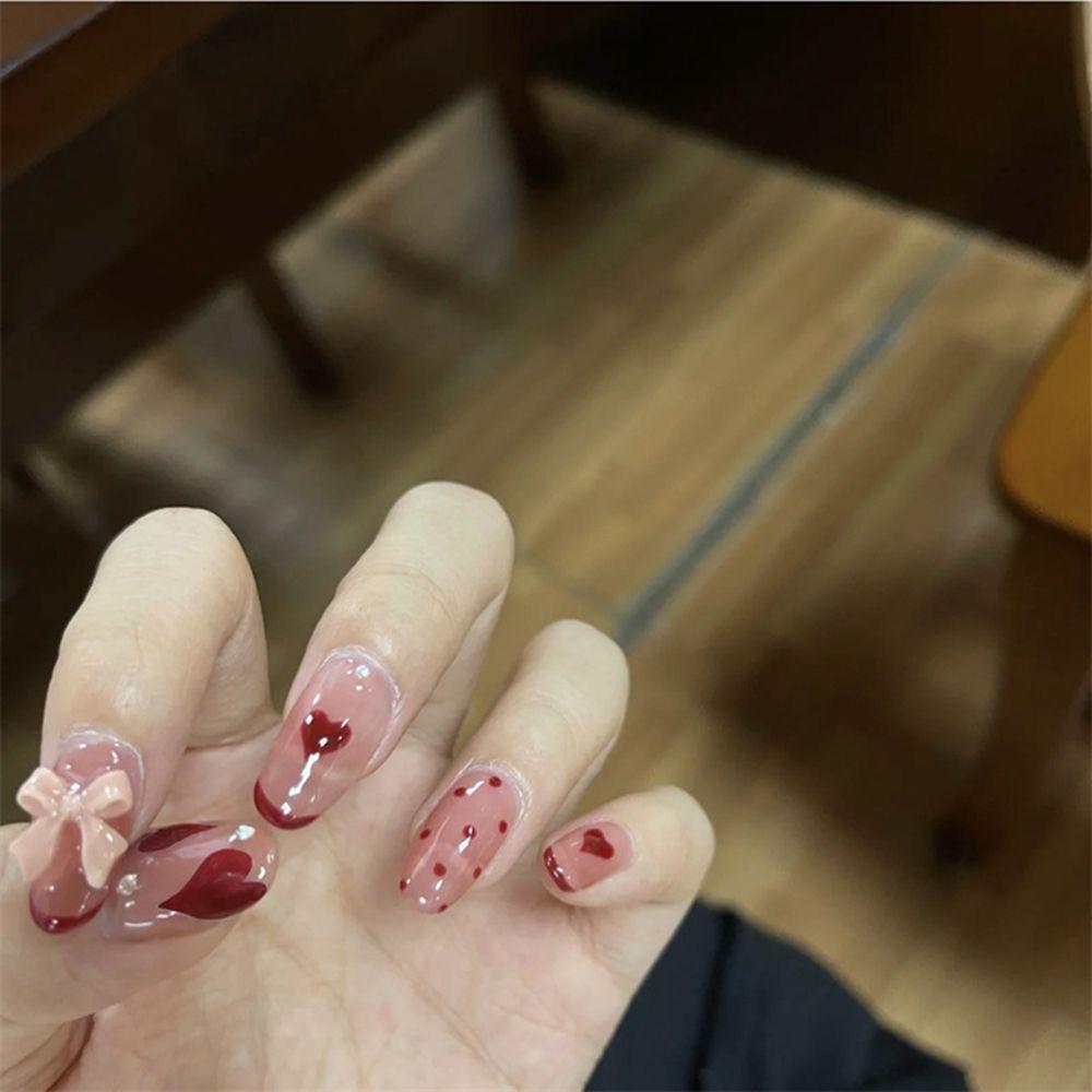 On Nails Artificial Full Cover Nail Tips Short Round/Square Head False Nails Wearable Fake Nails