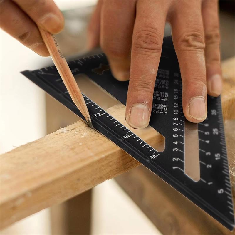 7'' /12" Triangle Ruler Carpenter Measuring Layout Tool Metric Alloy Metal Triangle Ruler Protractor for Woodworking Tools