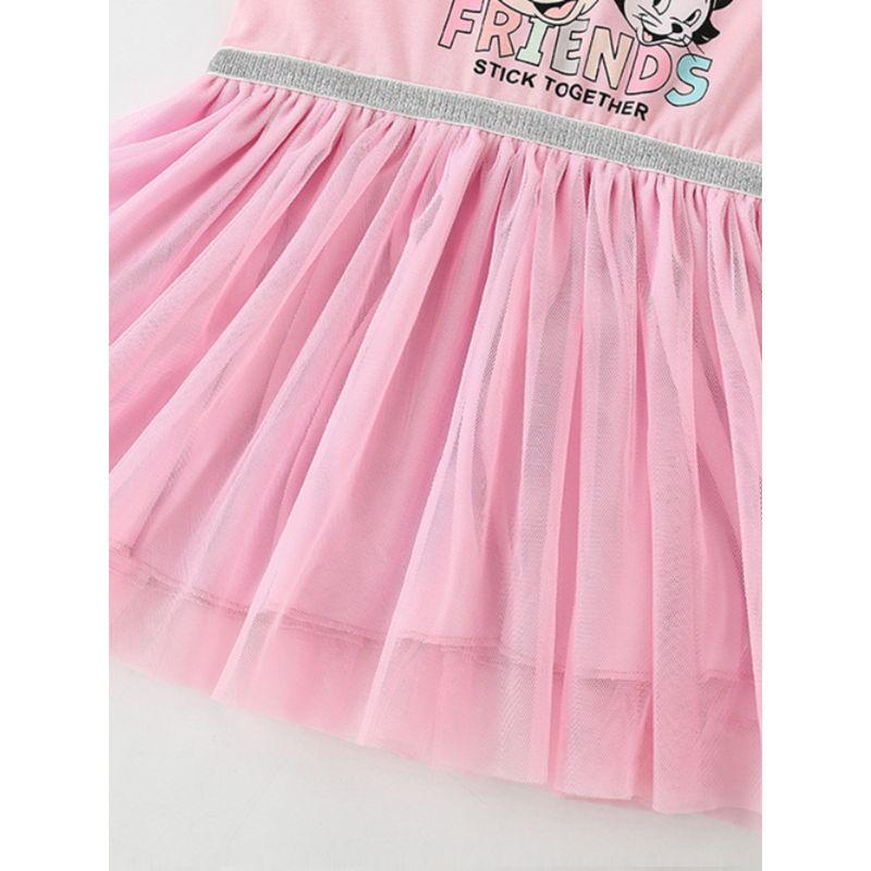 Foreign Trade Summer Girls' Dress Pure Cotton Mesh Short-Sleeved Princess Dress Kidsren's Baby Fashionable and Cute Cartoon