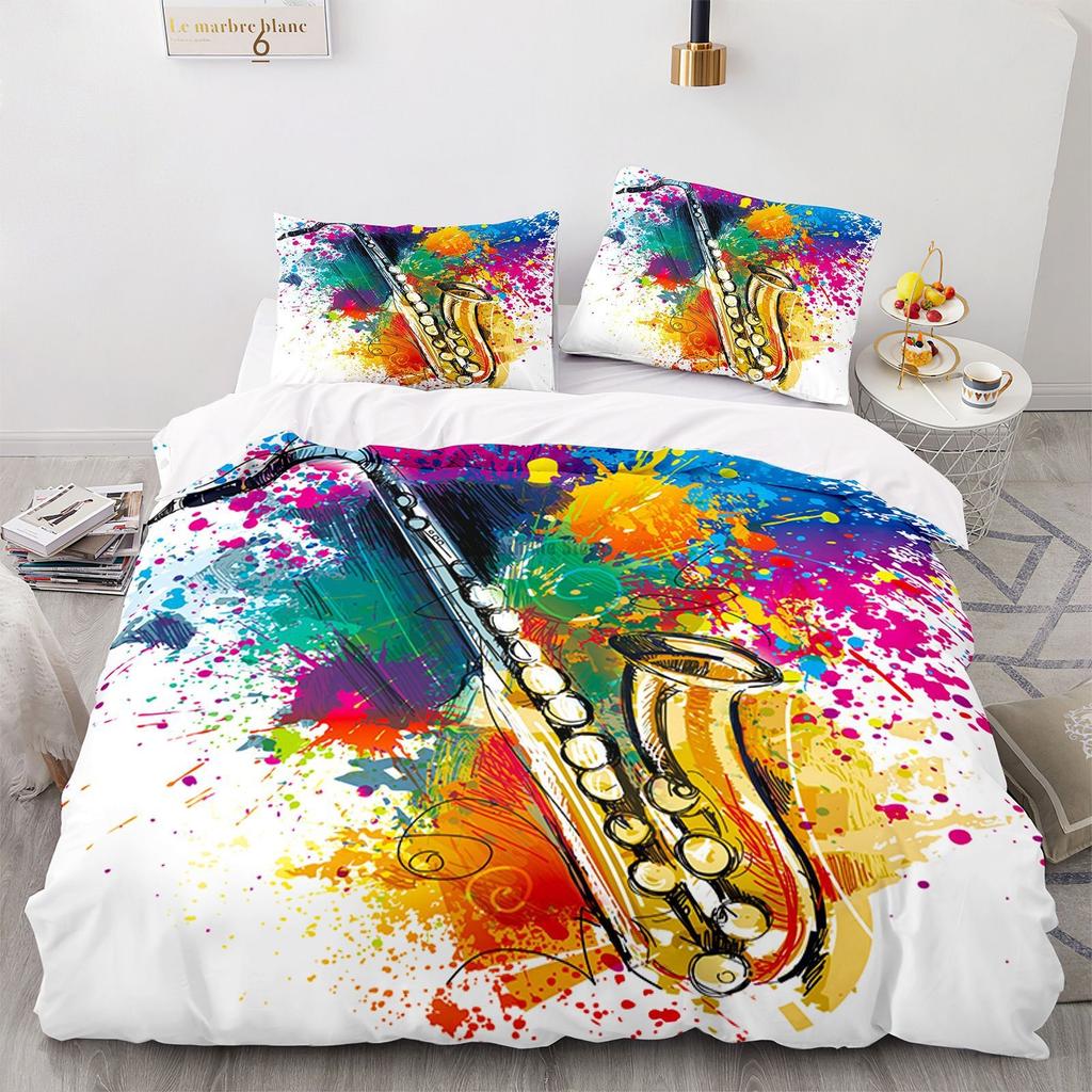Модный постельный комплект Пианино Гитара 3D принт Музыка Пододеяльник с наволочкой Постельные принадлежности для дома Декор спальни Комплект пододеяльника