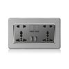18W Type-C Fast Charging Universal 5-pin Dual Power Socket,Stainless Steel  Electrical Outlet with DC 5V 3.1A Type-c USB Charger