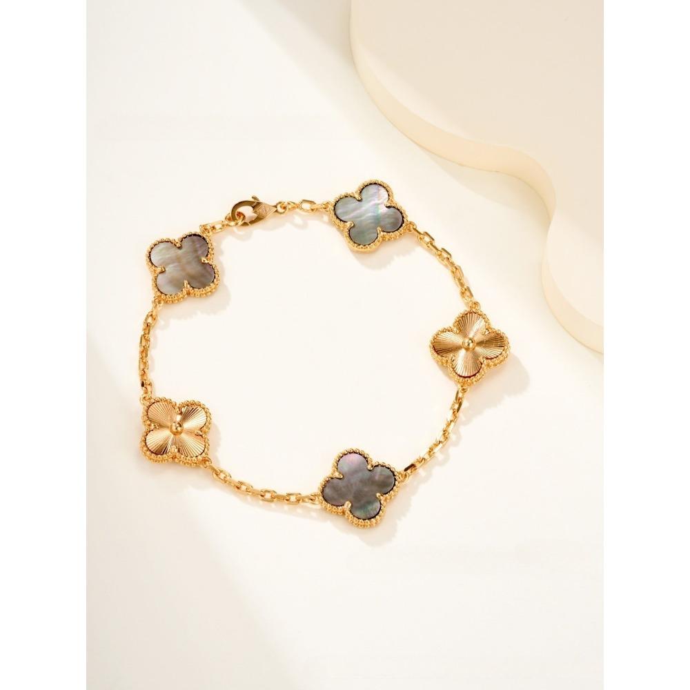 Высококачественный браслет из красного халцедона с лазерной гравировкой «Четырехлистный клевер» и «Пятицветник», из розового золота 18 карат, ювелирное изделие класса люкс, подарок для девушки