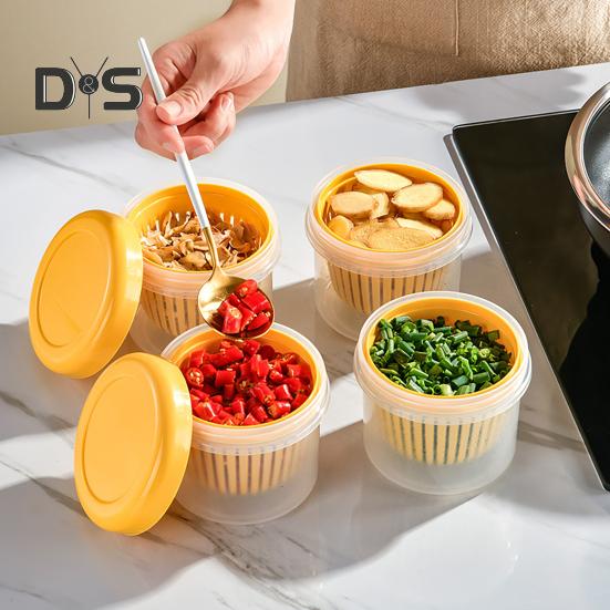 Прозрачный контейнер для лука, имбиря, чеснока с крышкой, дренажный слой, прочный герметичный ящик для хранения продуктов, кухонные принадлежности