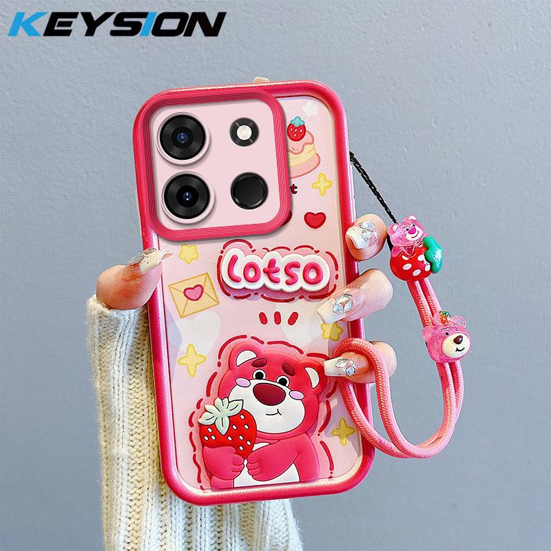 KEYSION Shockproof Case for TECNO Spark Go 2023 with Lanyard Silicone Cute 3D Cartoon Doll Phone Cover for TECNO Pop 7 Pro
