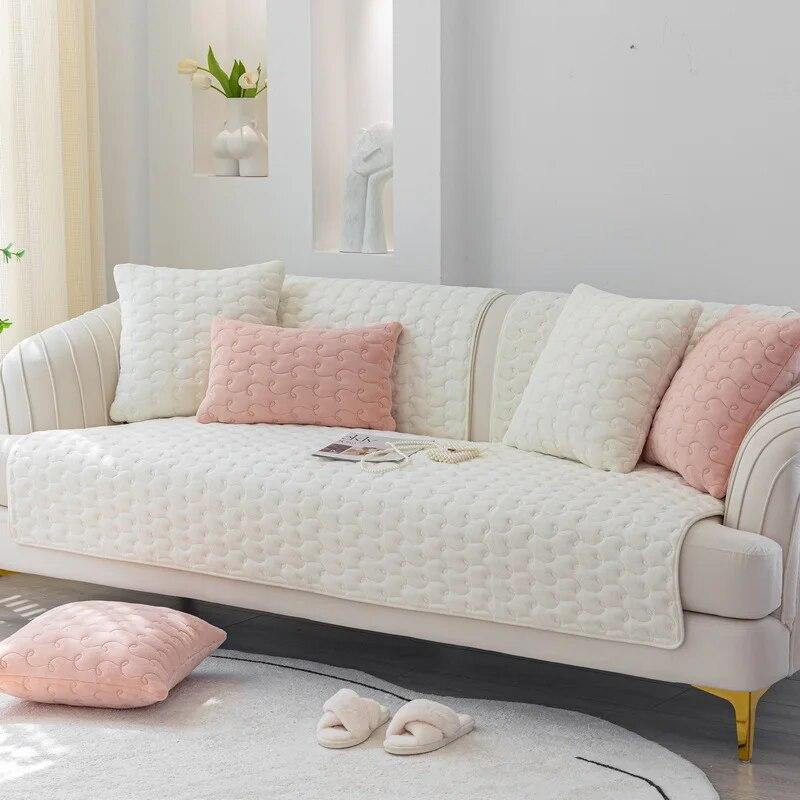 Новая плюшевая подушка, однотонная диванная подушка, чехол для дивана, ткань, современная простая нескользящая подушка для дивана, задняя крышка