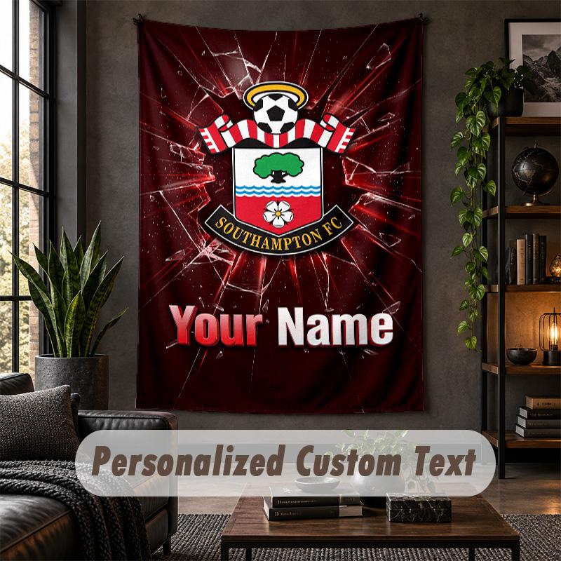Personalized Wall Tapestry,Southampton FC Custom Text, Soft Fabric Wall Art For Indoor Decoration