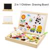 Children Wooden Puzzle Painting Drawing Board Magnetic Animal Education Toys