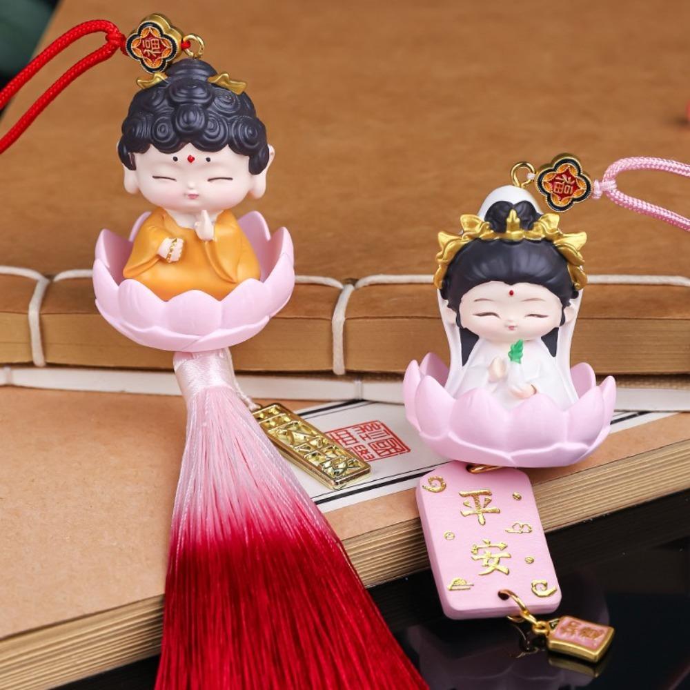 Мини-статуэтки Будды из смолы, милые фигурки Будды из мультфильмов, украшение для салона автомобиля