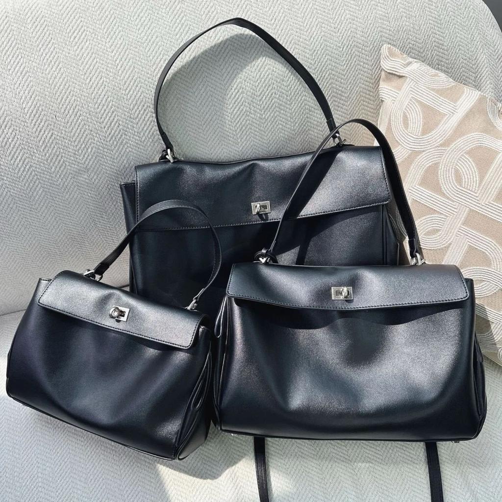 Новая кожаная сумка женская большая вместительная сумка-тоут на плечо ручная сумка замок для поездок на работу подмышечная сумка