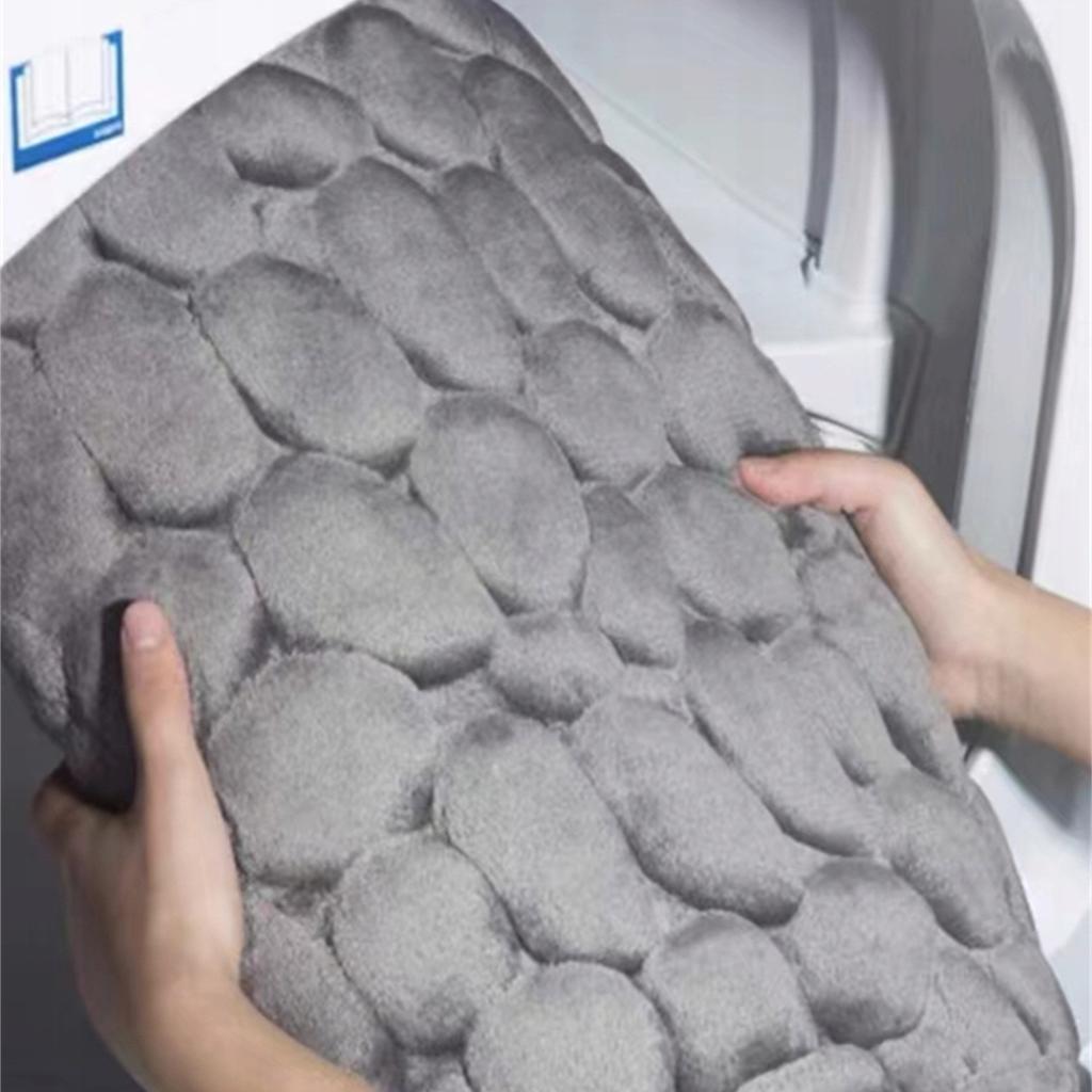 Bathroom Mat Anti-Slip Memory Foam Stones Mat Thick Gray
