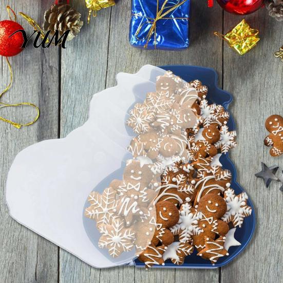 School Supply Storage Box Christmas Serving Tray with Airtight Lid, Decorative PP Food Organizer, Festive Countertop Moisture Proof Container Holiday