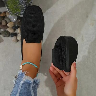 Модные женские туфли на плоской подошве весна/осень с квадратным носком на плоской подошве для женщин, женские туфли на платформе без застежек, легкие повседневные нескользящие туфли