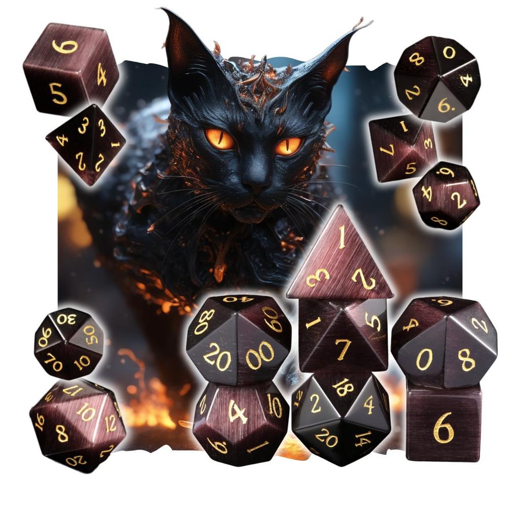 Opal Cat' Eye Rpg Dice Set of 7 Crystal Dice