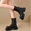Женские мотоциклетные ботинки на платформе и до середины голени, дизайнерские зимние туфли на толстом каблуке, новые модные тенденции, женские ботинки для ходьбы
