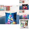 Led Vintage Cotton Linen Pillow Case With Color Changing Lights For Sofa And Couch Decor