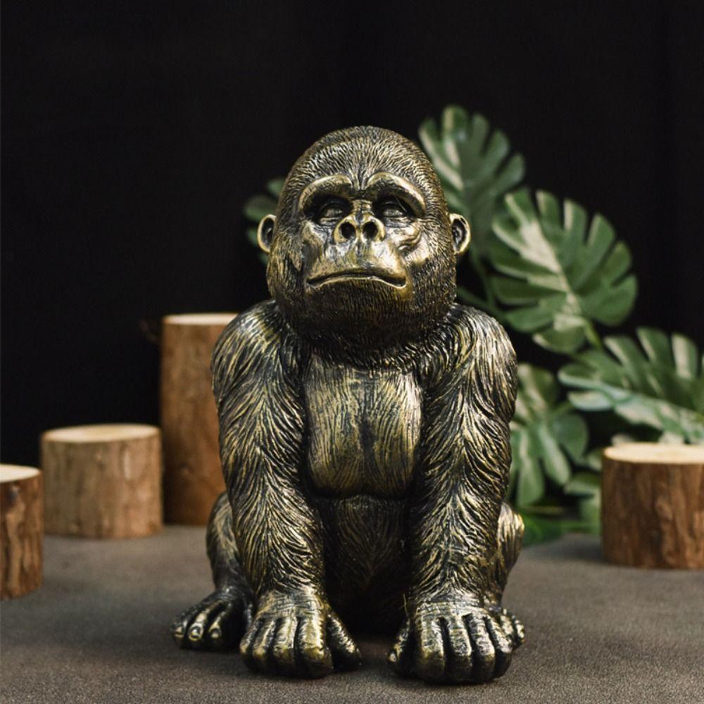 Черное золото горилла настольное украшение ручной работы фигурка животного смешная горилла статуэтка Кинг-Конга детский подарок
