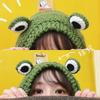 Frog Hat Cute Knitted Woolen Hat Autumn and Winter Big Eyes Frog Hair Band Hat Headgear Warm Ear Cap