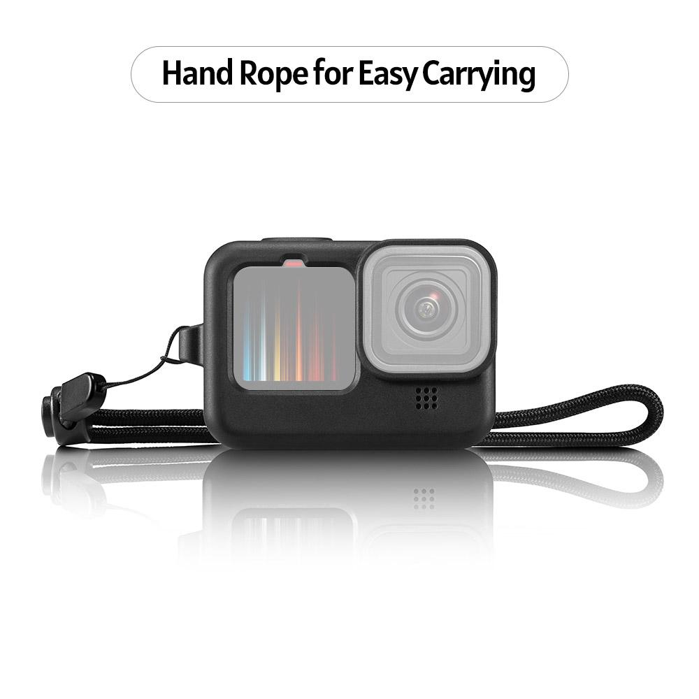Action Camera Cage Silicone Protective Case Photography Accessory with Lens Cover Hand Rope