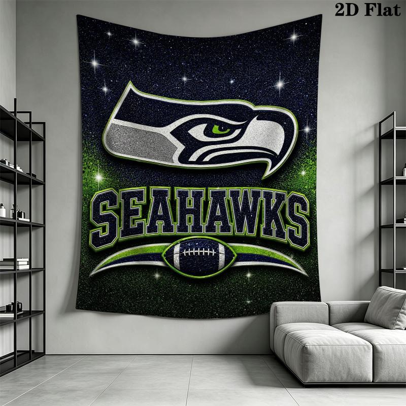 Seattle Seahawks Wall Tapestry Aesthetic Wall Hanging Printed Fabric Blanket Decorative Tapestries for Bedroom Living Room Home Decor