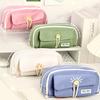 1 шт. для принадлежностей для учебы, большая емкость, холщовый 3-слойный пенал, дорожная сумка в корейском стиле, простая коробка для ручек