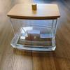 Cotton Swab Box - Transparent Bamboo Cover Dustproof Cotton Swab Toothpick Storage Box Multi-Purpose Visible Dispenser
