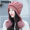 Зимняя вязаная теплая шерстяная шапка Милая и симпатичная толстая защитная шапка из кроличьей шерсти